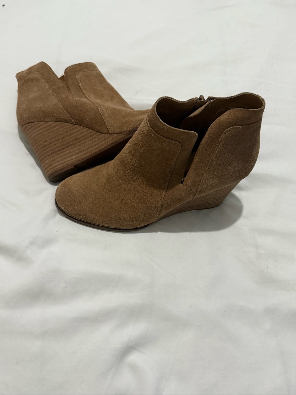 Lucky Brand - Tan Suede Wedge Ankle Booties